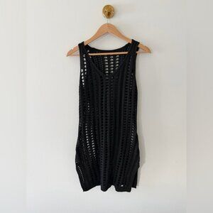 Black Crochet Swim Cover-Up Tank Dress